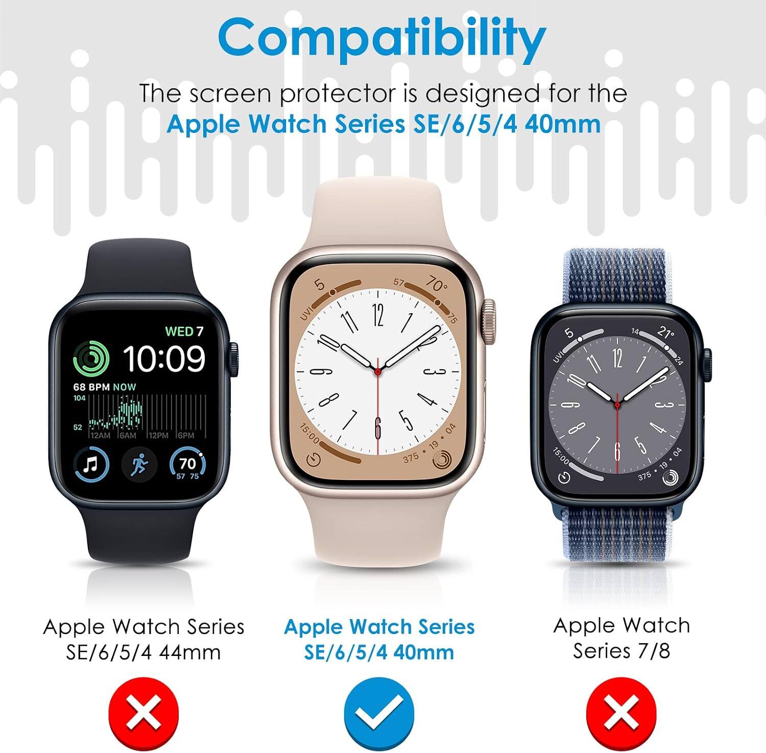 Core Tech 6 Pack Flexible TPU Screen Protector for Apple Watch 40mm ...