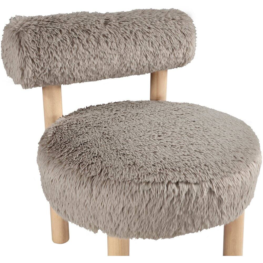 Alt View 3. Meridian Furniture - Ambre Beige Vegan Shearling Fabric Upholstered Accent Chair - Brown.
