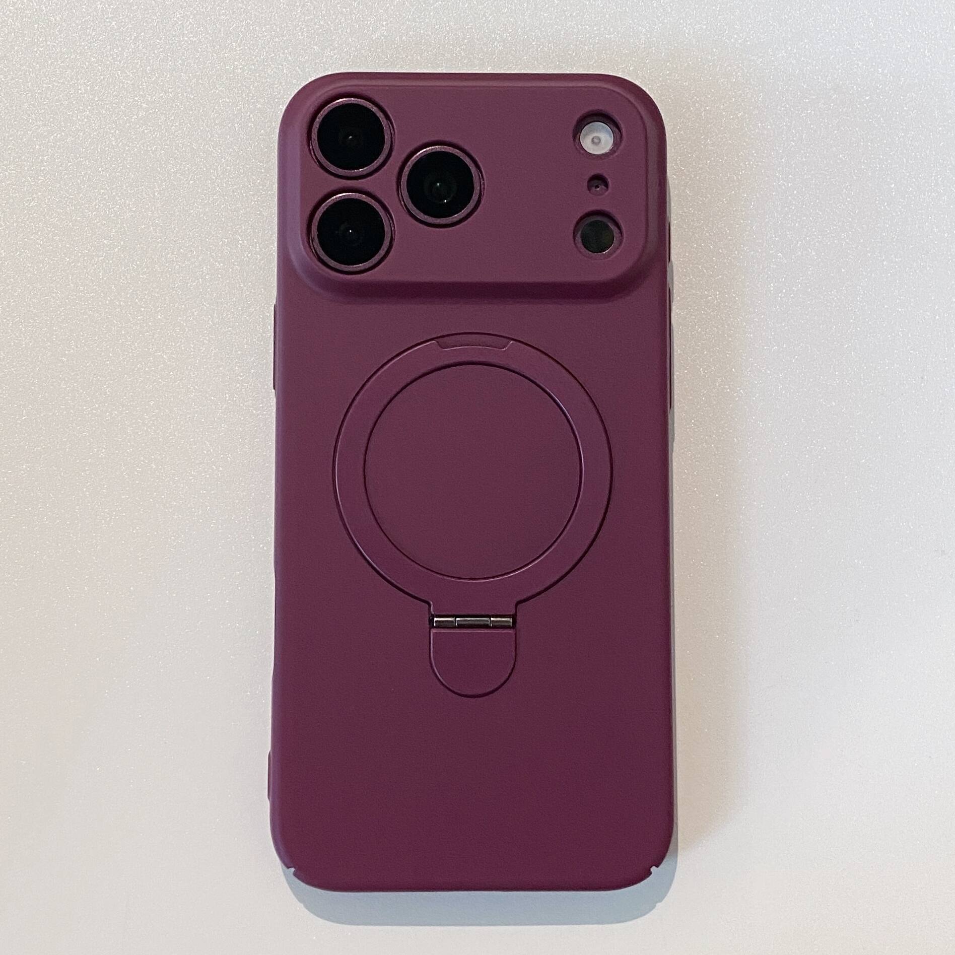 Alt View 1. UUCOVER - Magnetic Kickstand Case for Apple iPhone 17 Pro Max, Rotatable Ring Stand Compatible with MagSafe Shockproof Matte Cover - Winered.