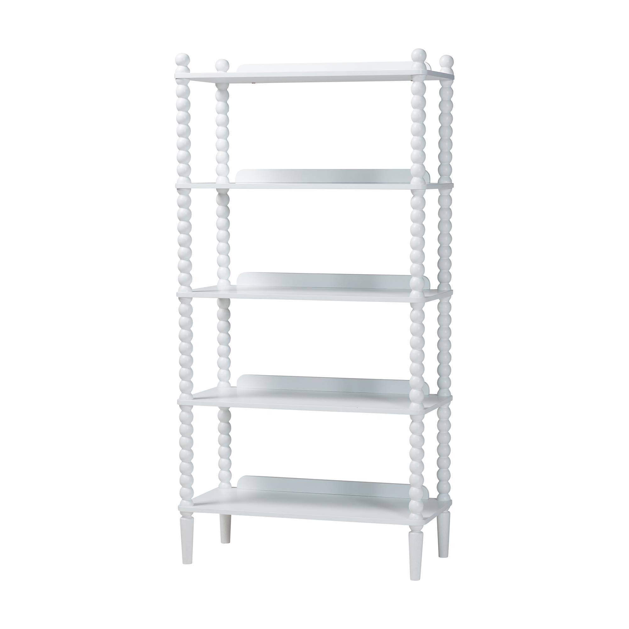 Front. Baxton Studio - Lucera Bobbin Display Shelf - 5-Tier Open Frame Vertical Bookcase with Spindle Posts for Living Room or Office, - White.