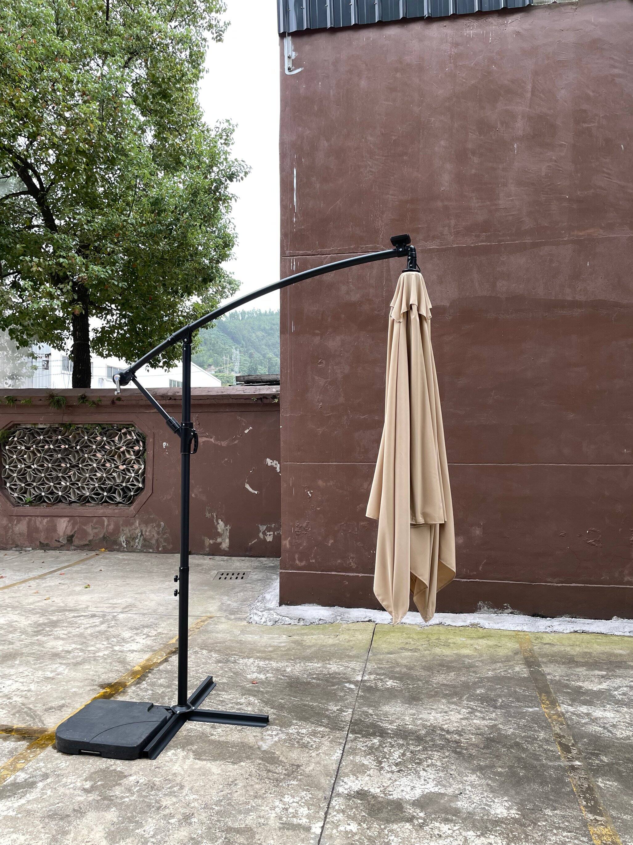 Alt View 8. Loheer - Loheer 8ft Square Solar Lighted Patio Umbrella with 32 LED Lights Crank Lift and Cross Base for Backyard Pool Shade.