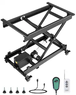 VEVOR - Electric Lift Table, 330 lbs Capacity Single Scissor Lift Table, 8 - 28 in Height Adjustable Lifting Platform - Black