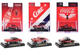 "Coca-Cola" Set of 3 pieces Release 43 Limited Edition to 10000 pieces Worldwide 1/64 Diecast Model Cars by M2 Machines - Multicolor