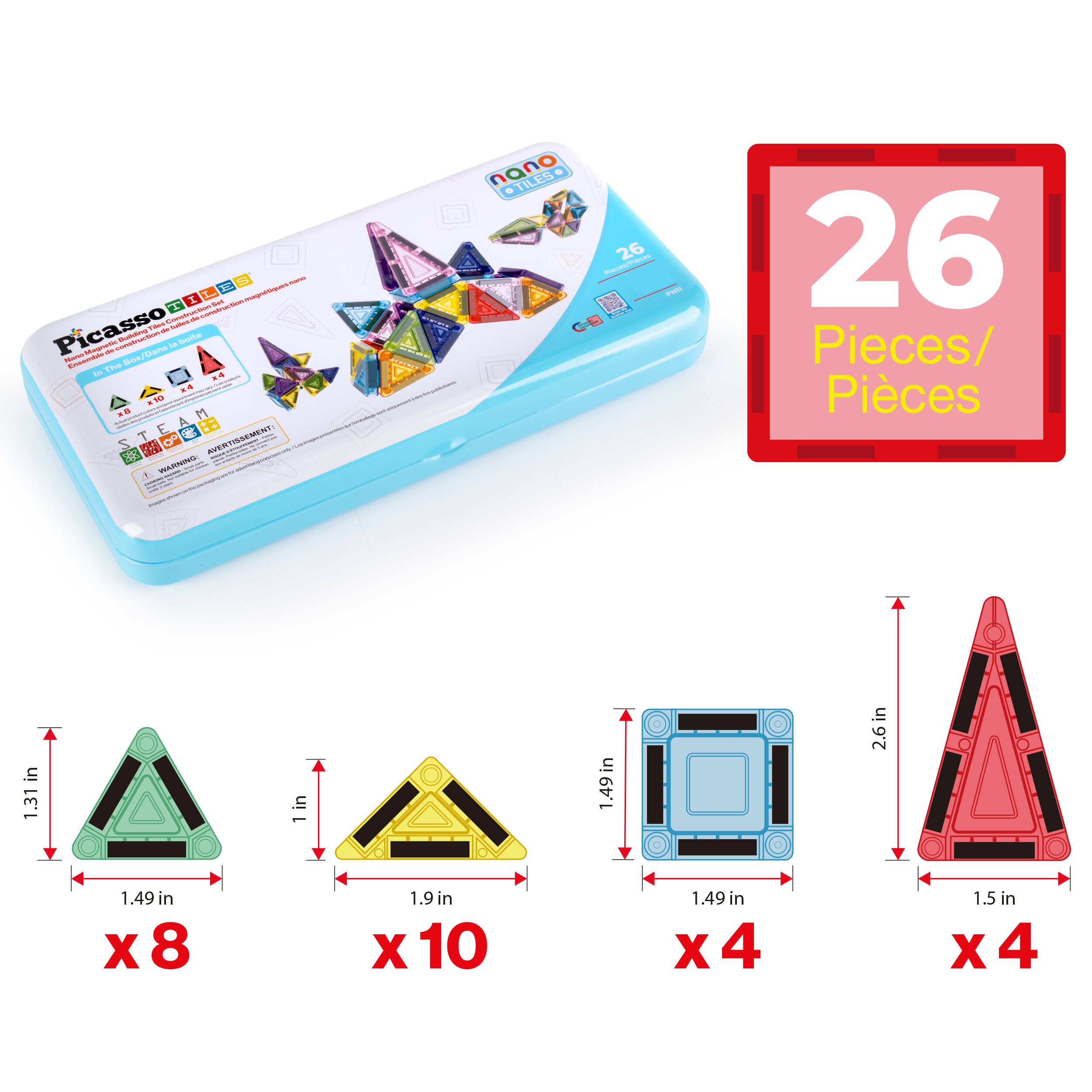 I 1 I L L 1 I Ca T - Picasso N - - - - p NOA in - Uera I - M CrVE - .. .. ee Et : T NE : O AVERTISSEMENT - : + DAA Pepd : - : - e nano TILES - 26 Pieces/ Pièces in 1.31 in 1 in 1.49 in 2.6 in 1.49 in x4 1.5 in x4