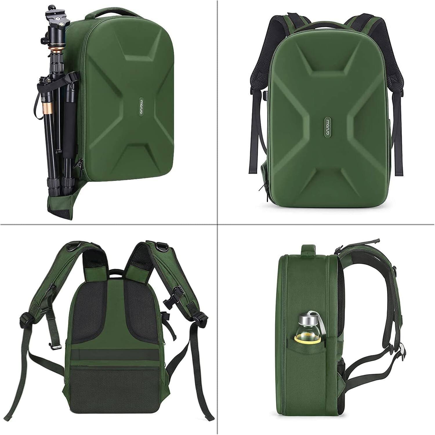 Alt View 1. mosiso - Camera Backpack 15-16 inch Waterproof Hardshell Camera Bag with Tripod Holder&Laptop Compartment - Army Green.