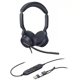 Yealink - UH46 Wired Closed-Back On-Ear Stereo Headset, UC - Black