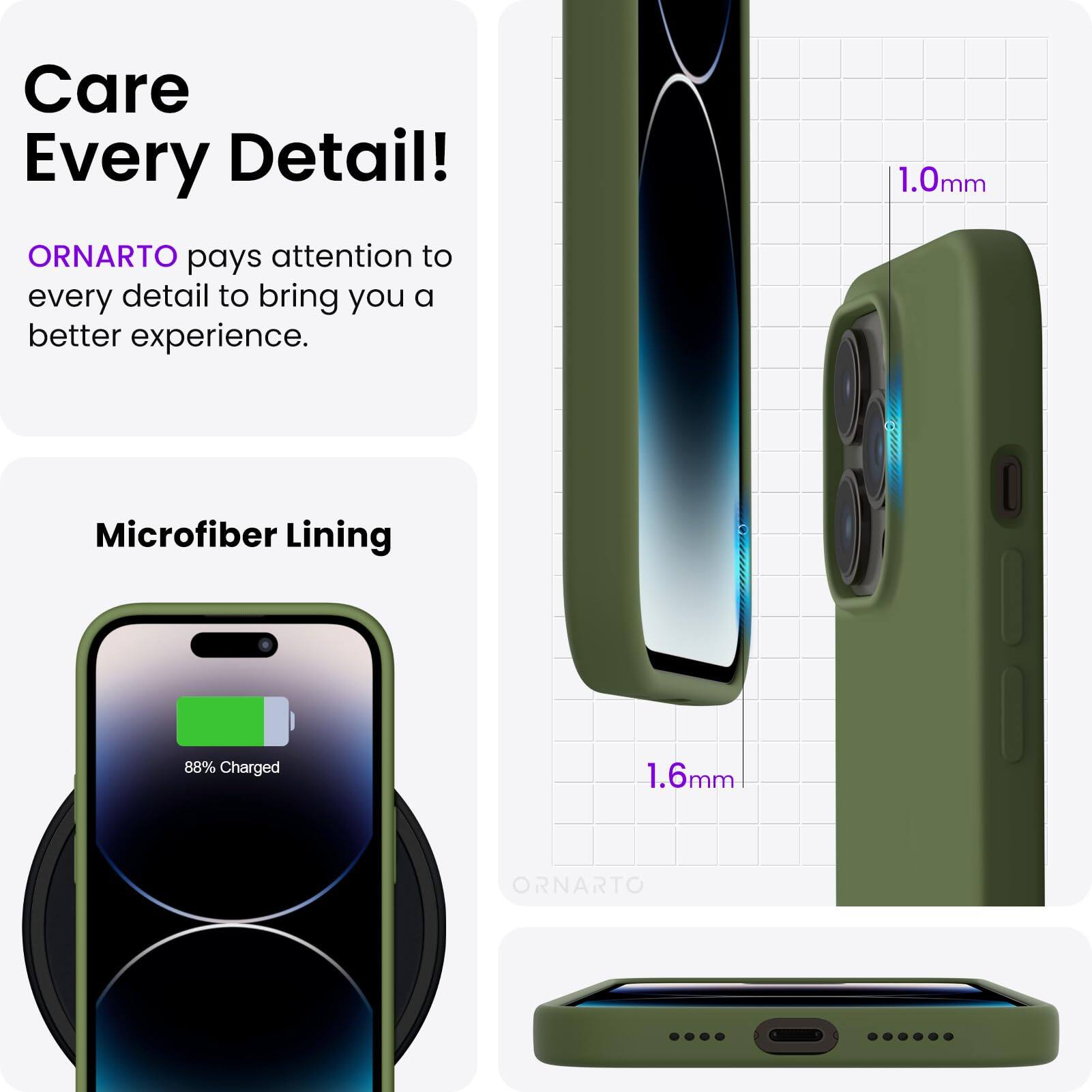 Care Every Detail! ORNARTO pays attention to every detail to bring you a better experience. 1.0mm Microfiber Lining 88% Charged 1.6mm ORNARTO