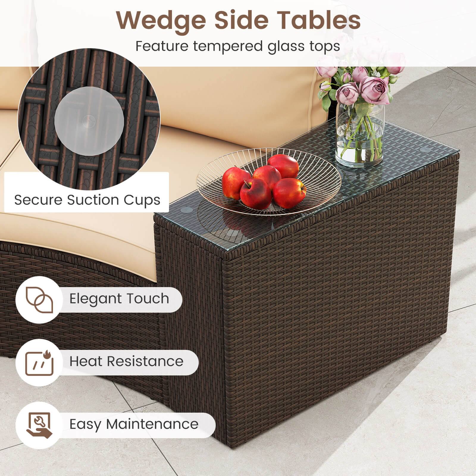 Wedge Side Tables are designed with tempered glass tops for added safety and durability. These tables also feature secure suction cups to keep them in place on various surfaces. The elegant touch of the tables adds a stylish touch to any room, while the heat resistance ensures that they can be used in warm environments without risk of damage. Additionally, the easy maintenance of these tables makes them a convenient and practical choice for any home or office setting.