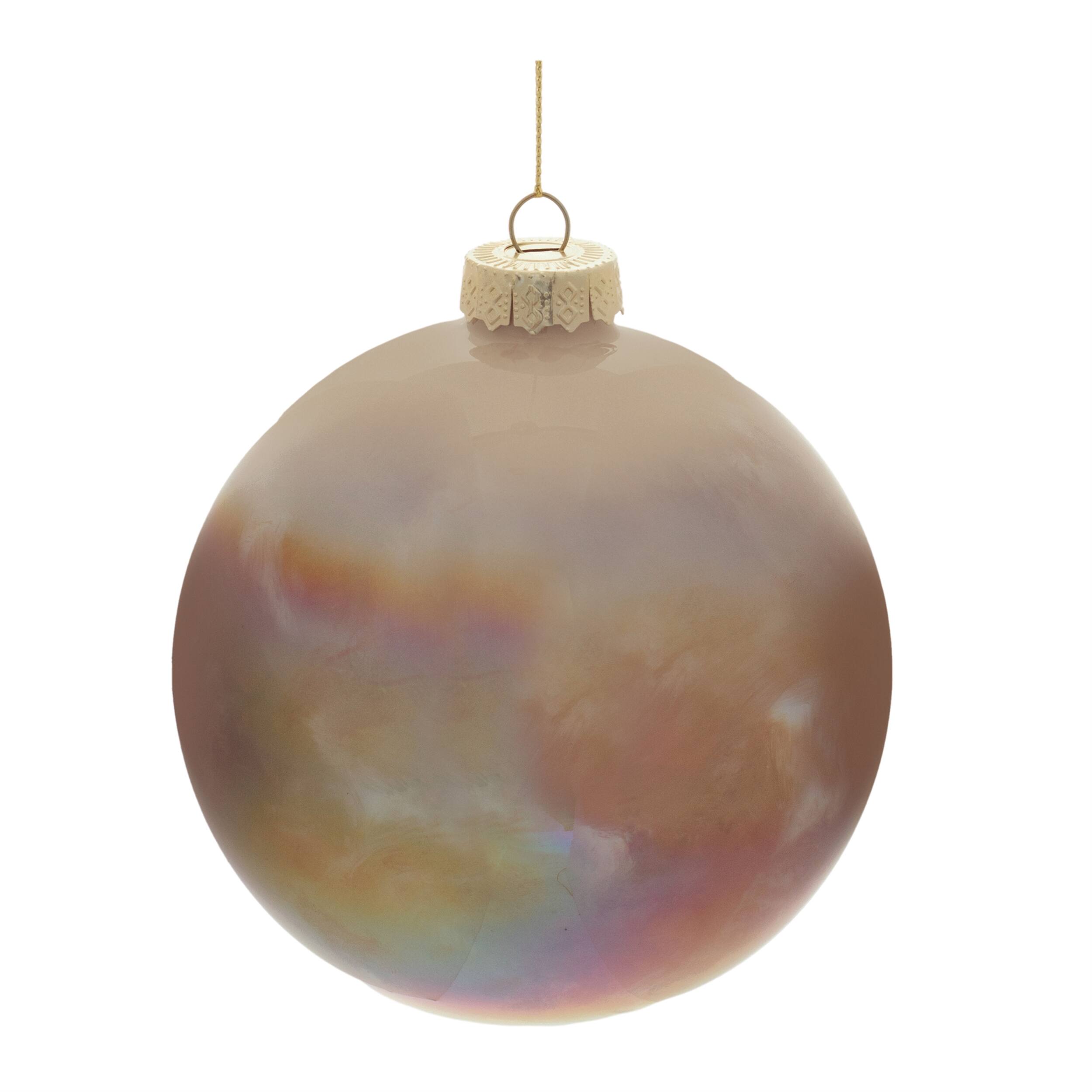 Left. BreeBe - Iridescent Glass Ball Ornament (Set of 4) - Brown.