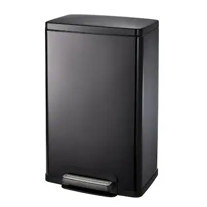 Front. Hivvago - Stainless Steel 13-Gallon Kitchen Trash Can with Step Lid Charcoal Black Grey - Charcoal Black Grey.