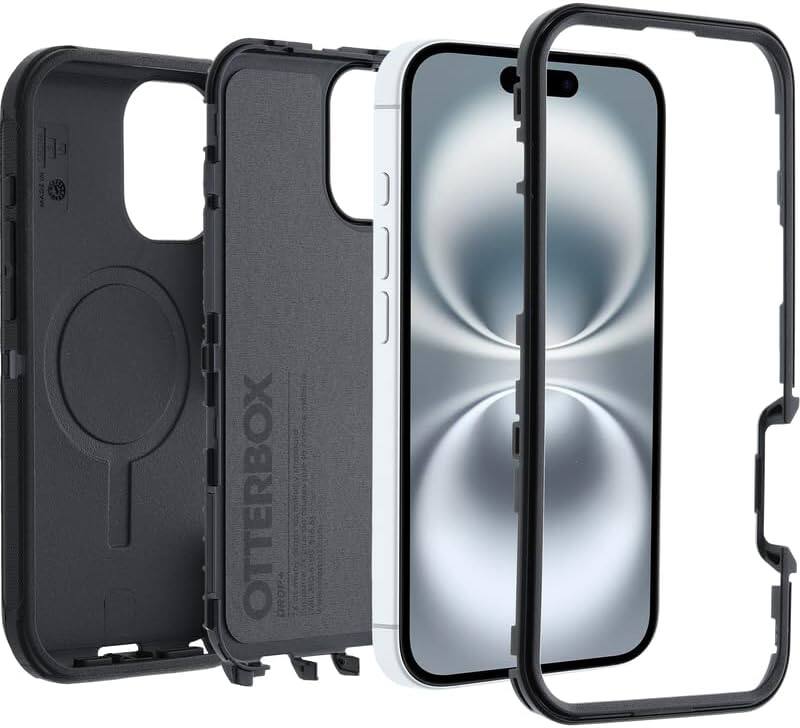 Alt View 2. OtterBox - OtterBox Apple iPhone 16 Defender Series Case - Black - Black.