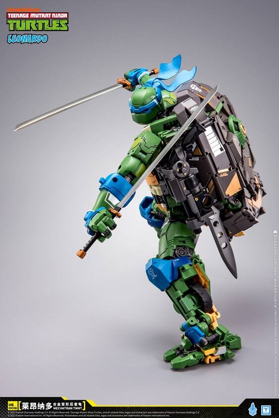 TEENAGE MUTANT NINJA TURTLES  
LEONARDO  

PROTOTYPE NMOKO HB [ ] MOO MECHATRAN TMNT 2  
Valon Overseas Holdings CK A Vghts Reserved  
Teenage 223 Valon International I AB Eghs Reserved  
Nickelodeon and all d logos mne - o roldmp  
FINAL PONDING ICENSOR THOSSY  

© 2022 Valon Overseas Holdings, C.V. All Rights Reserved. Teenage Mutant Ninja Turtles, and all related logos, trademarks, and characters are trademarks of Valon Overseas Holdings, C.V.