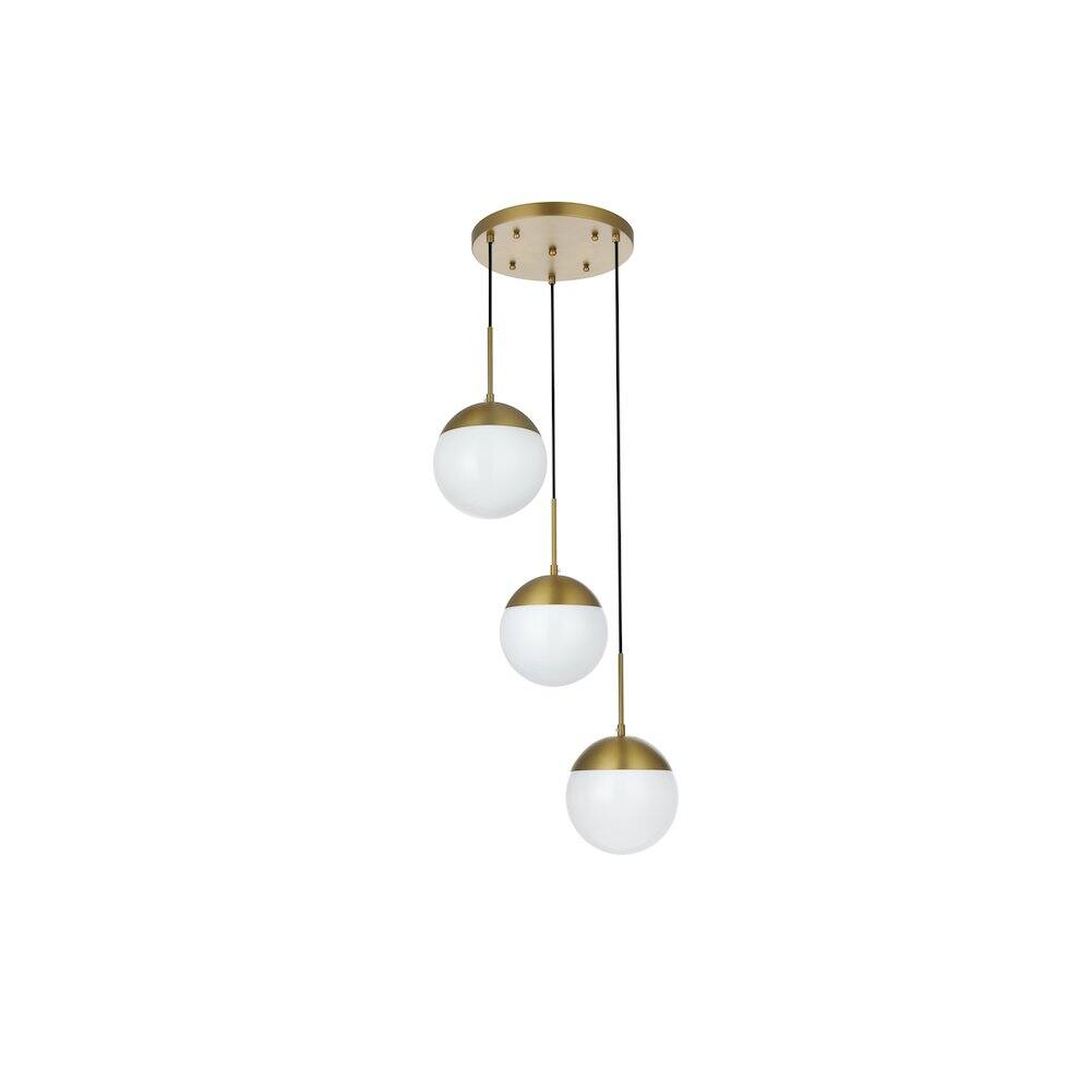 Angle. Living District - Eclipse 18 Inch Pendant Frosted White Shade in Satin Gold - Satin Gold And Frosted White.