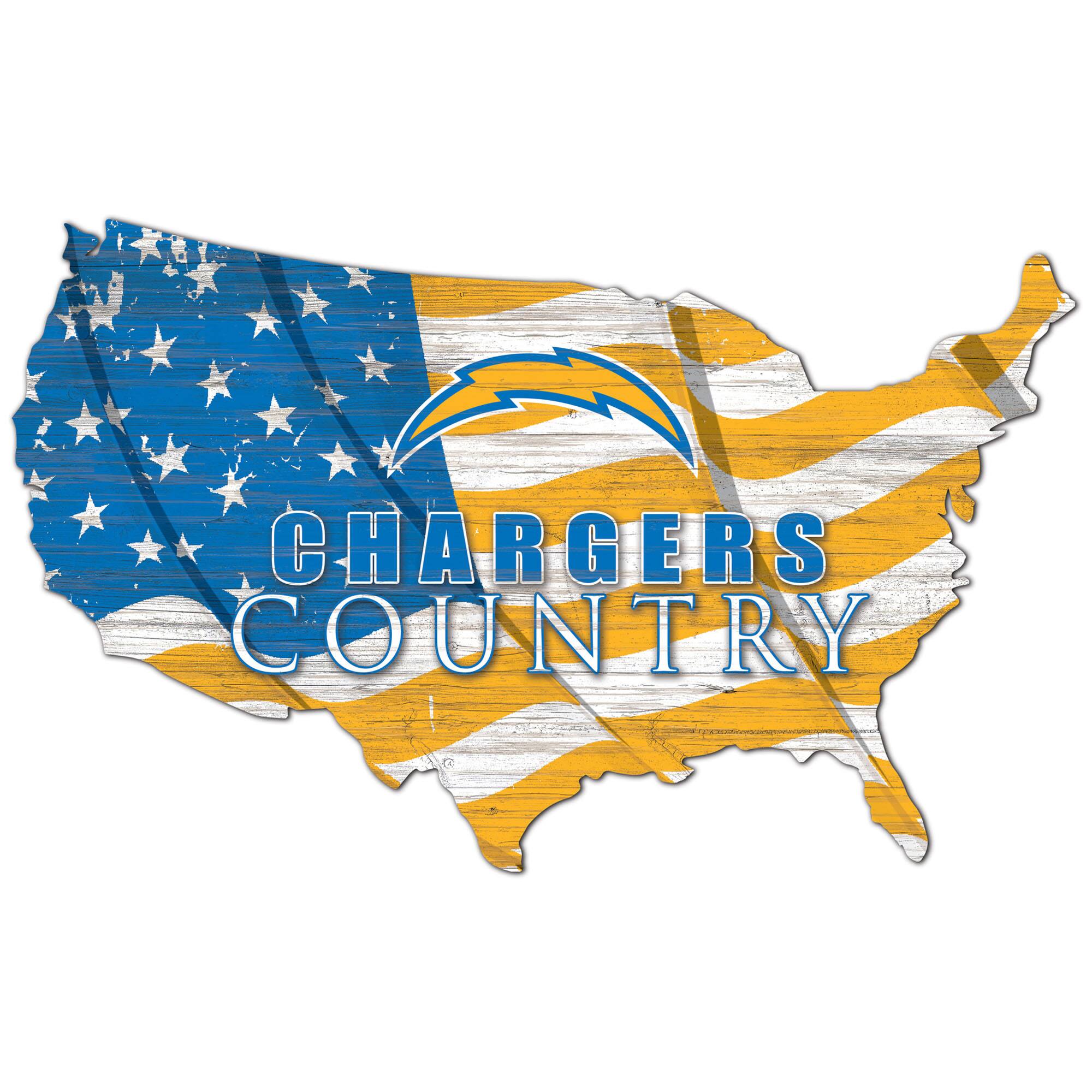 Los Angeles Chargers USA Flag Cutout Sign