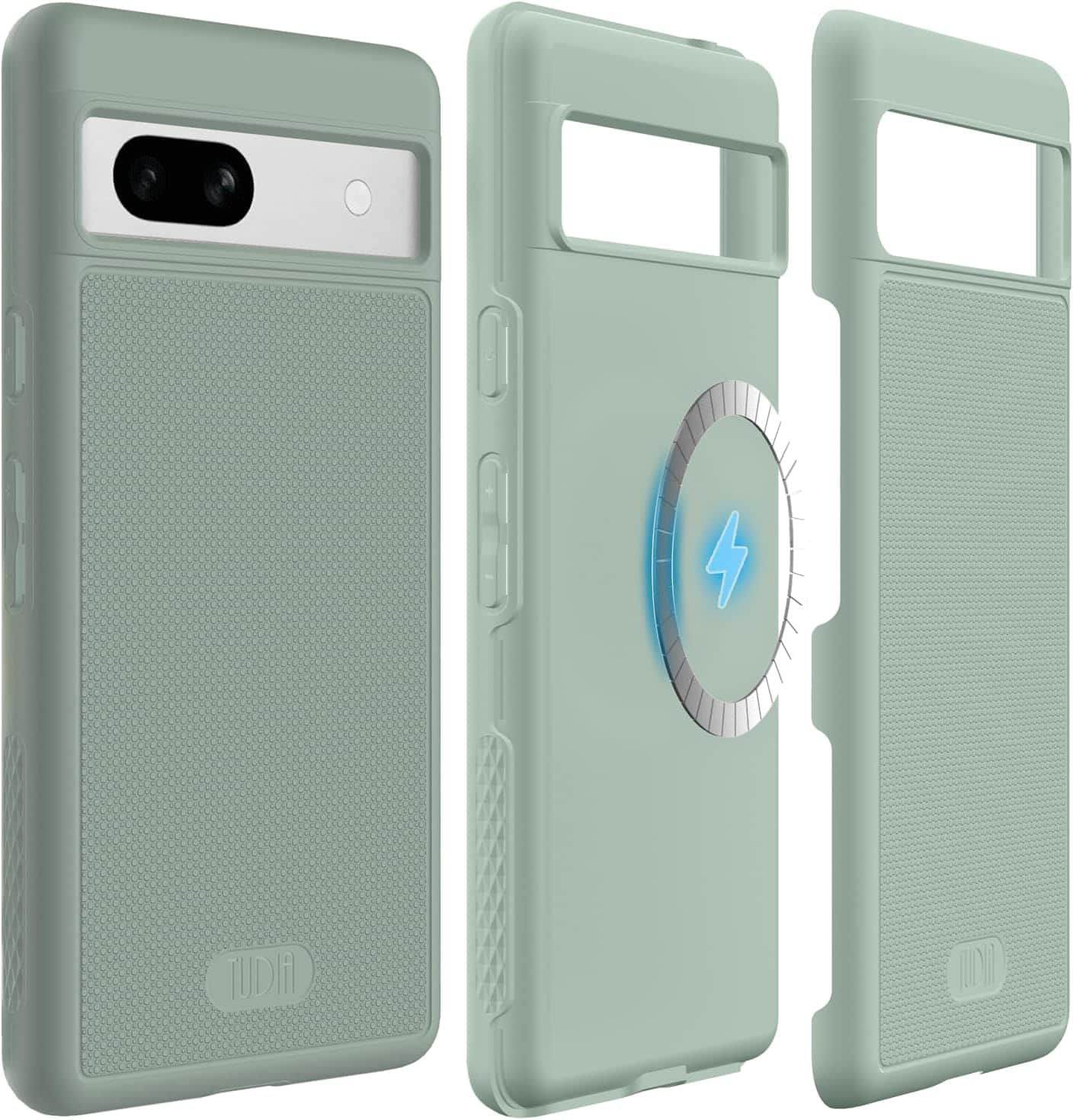 TUDIA - MergeGrip Google Pixel 7a Case 2023 Magsafe Compatible - Green Lily - Magnetic Green Lily