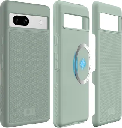 Front. TUDIA - TUDIA MergeGrip Google Pixel 7a Case 2023 Magsafe Compatible - Green Lily - Magnetic Green Lily.