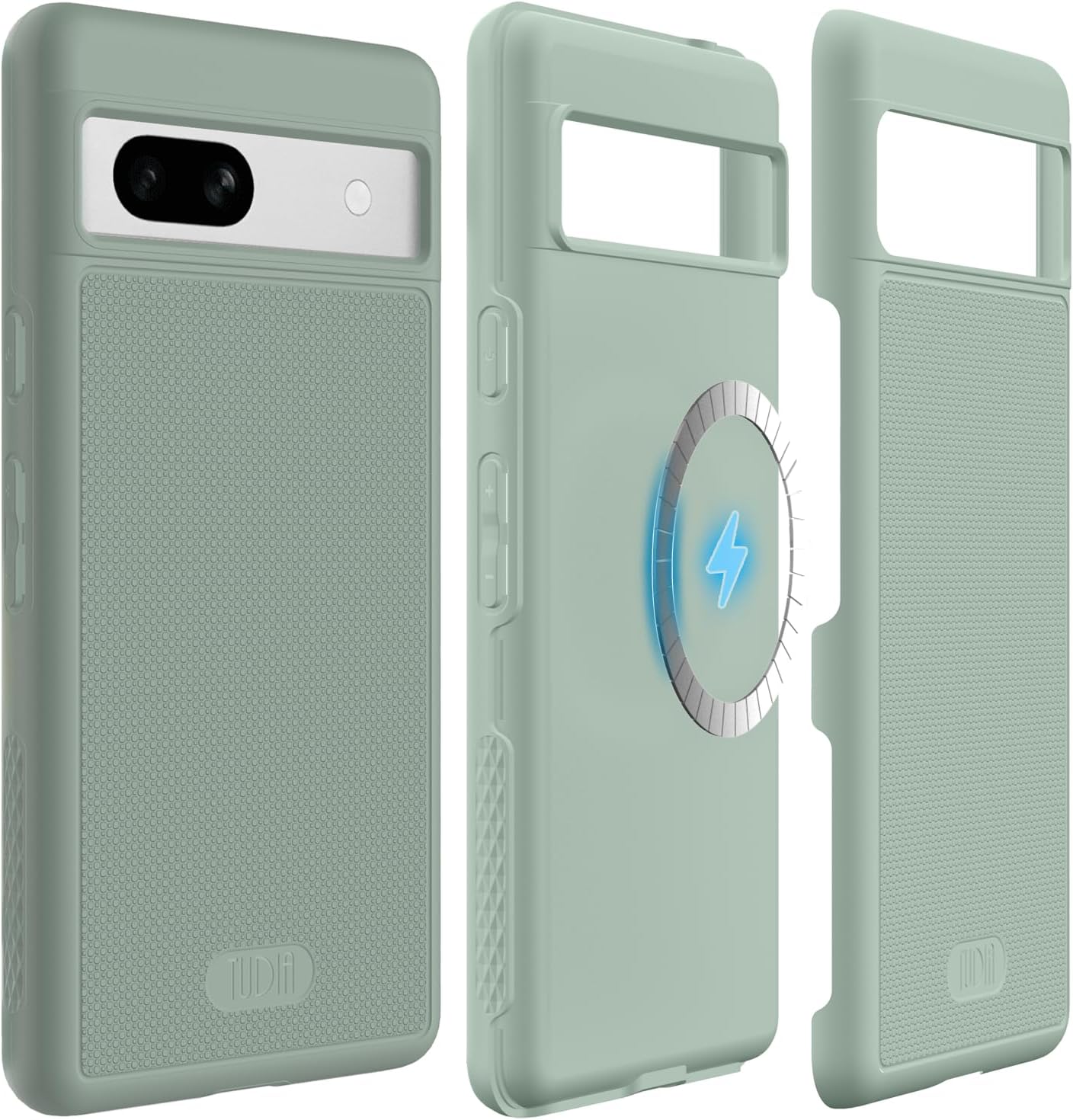 Front. TUDIA - TUDIA MergeGrip Google Pixel 7a Case 2023 Magsafe Compatible - Green Lily - Magnetic Green Lily.