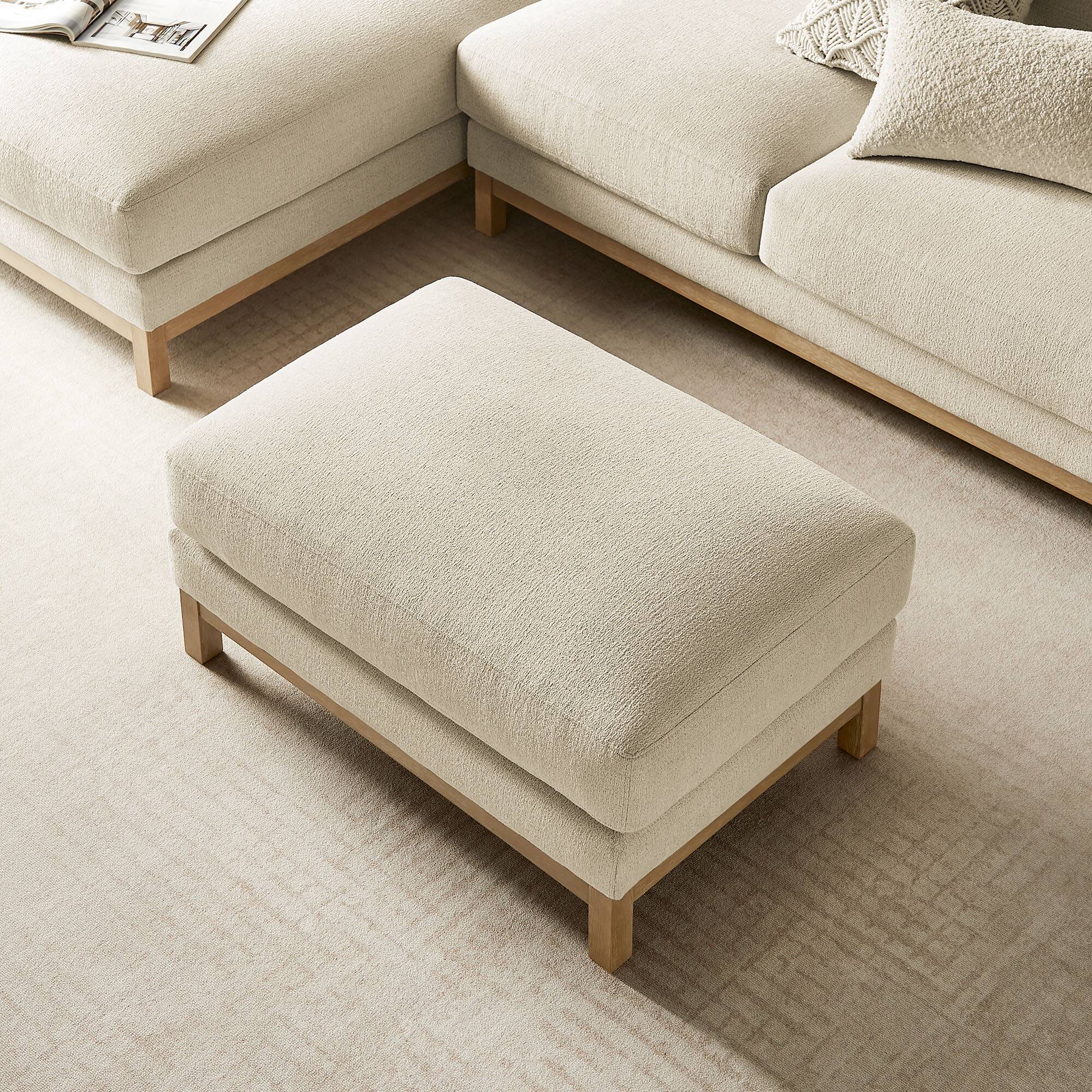 Alt View 1. Modway - Roscoe Upholstered Ottoman - Ivory.