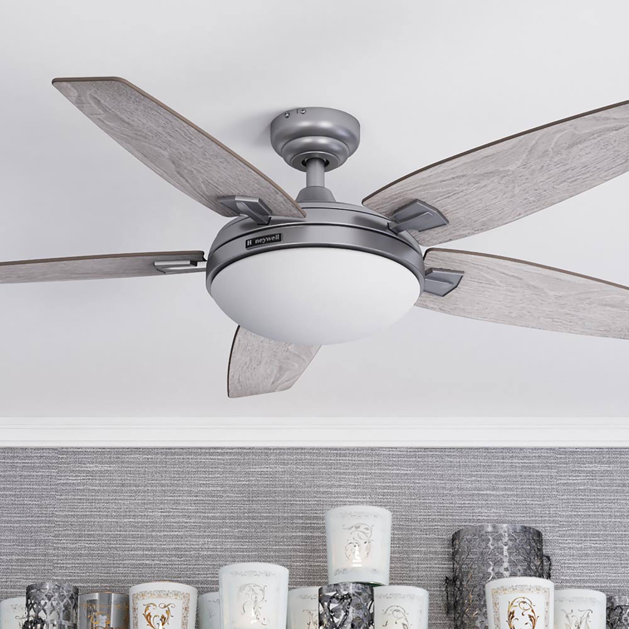 Alt View 4. Honeywell - Honeywell Carmel Ceiling Fan, Quiet Motor and Remote Control, 48", Matte Nickel - Pewter.