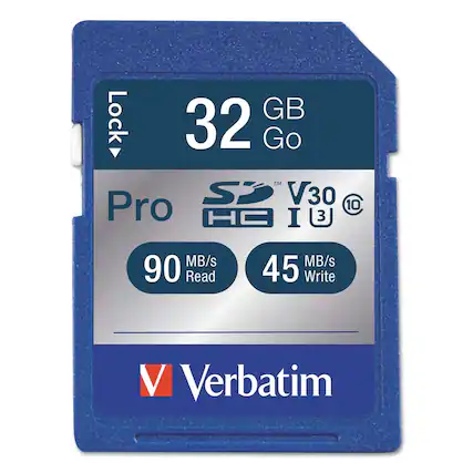 Lock 32 GB Go Pro SDHC V30 I3 90 MB/s Read 45 MB/s Write Verbatim