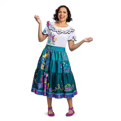 Front. Disguise - Disney Enchanto Mirabel Madrigal Deluxe Adult Costume | L (12-14) - Multi-Colored.