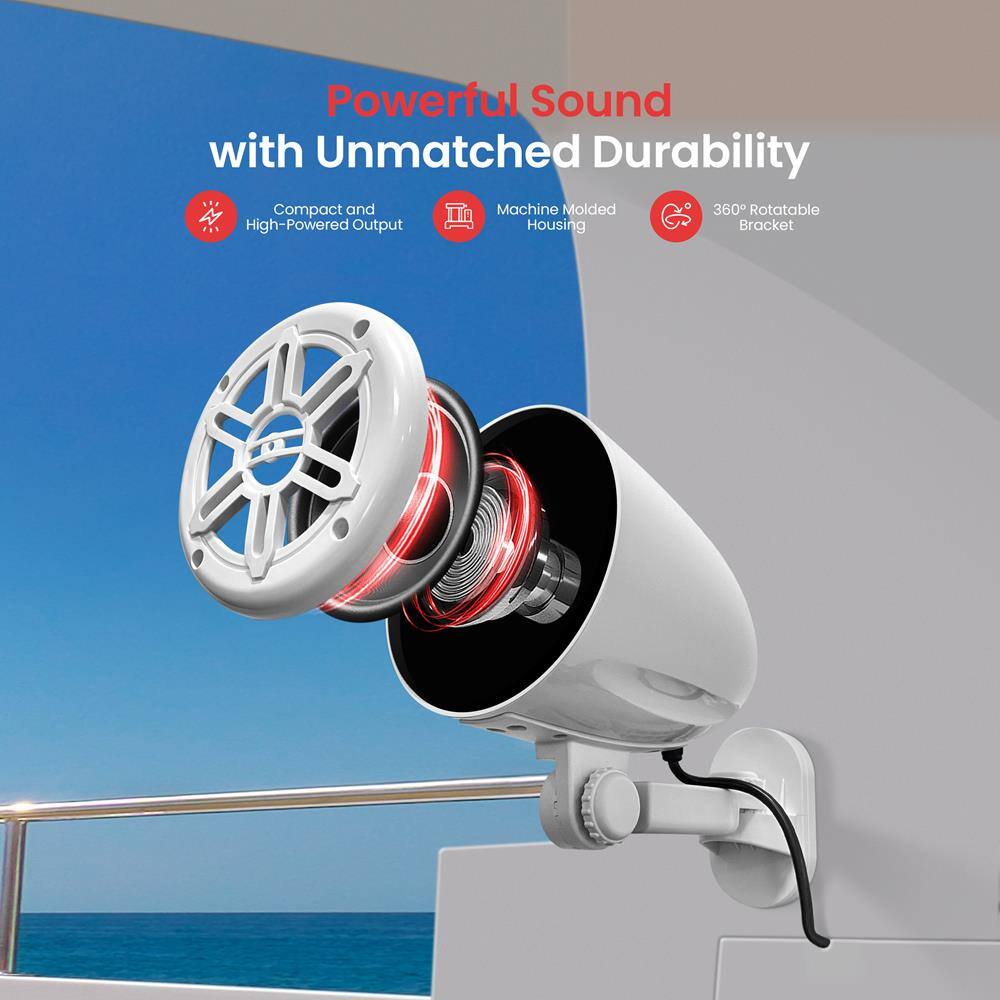 Powerful Sound with Unmatched Durability

- Compact and High-Powered Output
- Machine Molded Housing
- 360° Rotatable Bracket