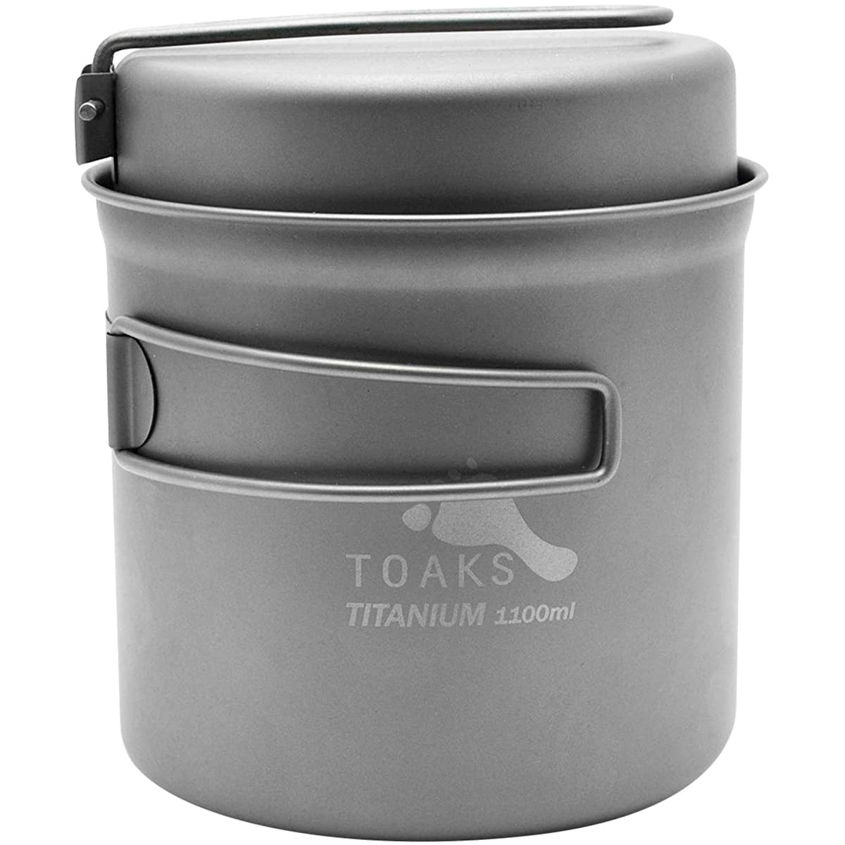 TOAKS - Titanium Outdoor Camping Cook Pot with Pan and Foldable Handles - 1100ml - Silver