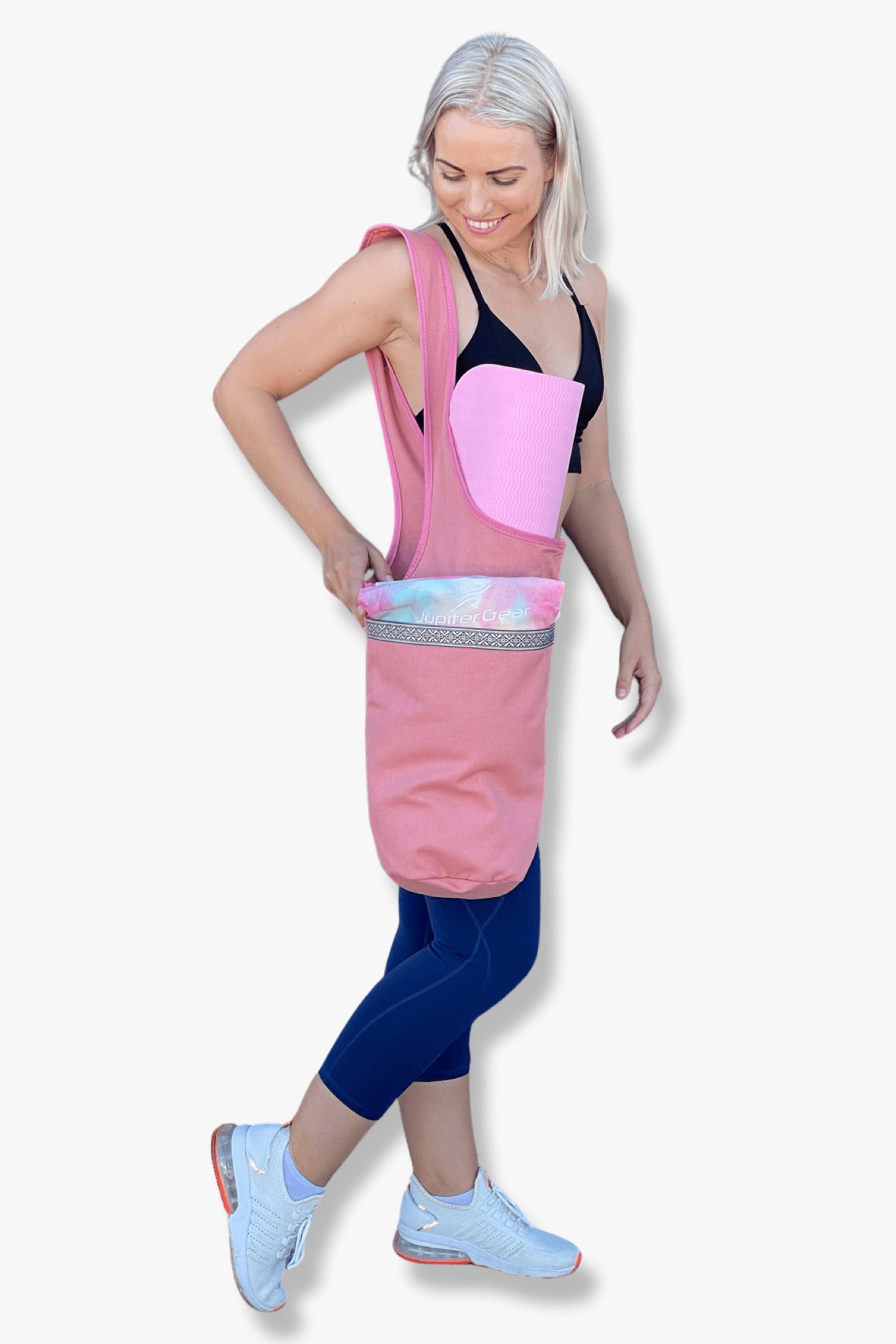 Alt View 3. JupiterGear - Yoga Mat Carrying Tote Bag with Large Size Pockets | Multipurpose and Fit Most Size Mats - Pink.