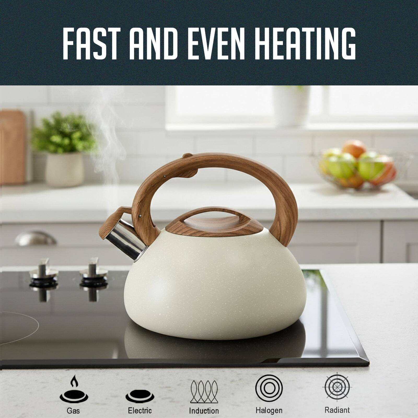 FAST AND EVEN HEATING

Gas  
Electric  
Induction  
Halogen  
Radiant