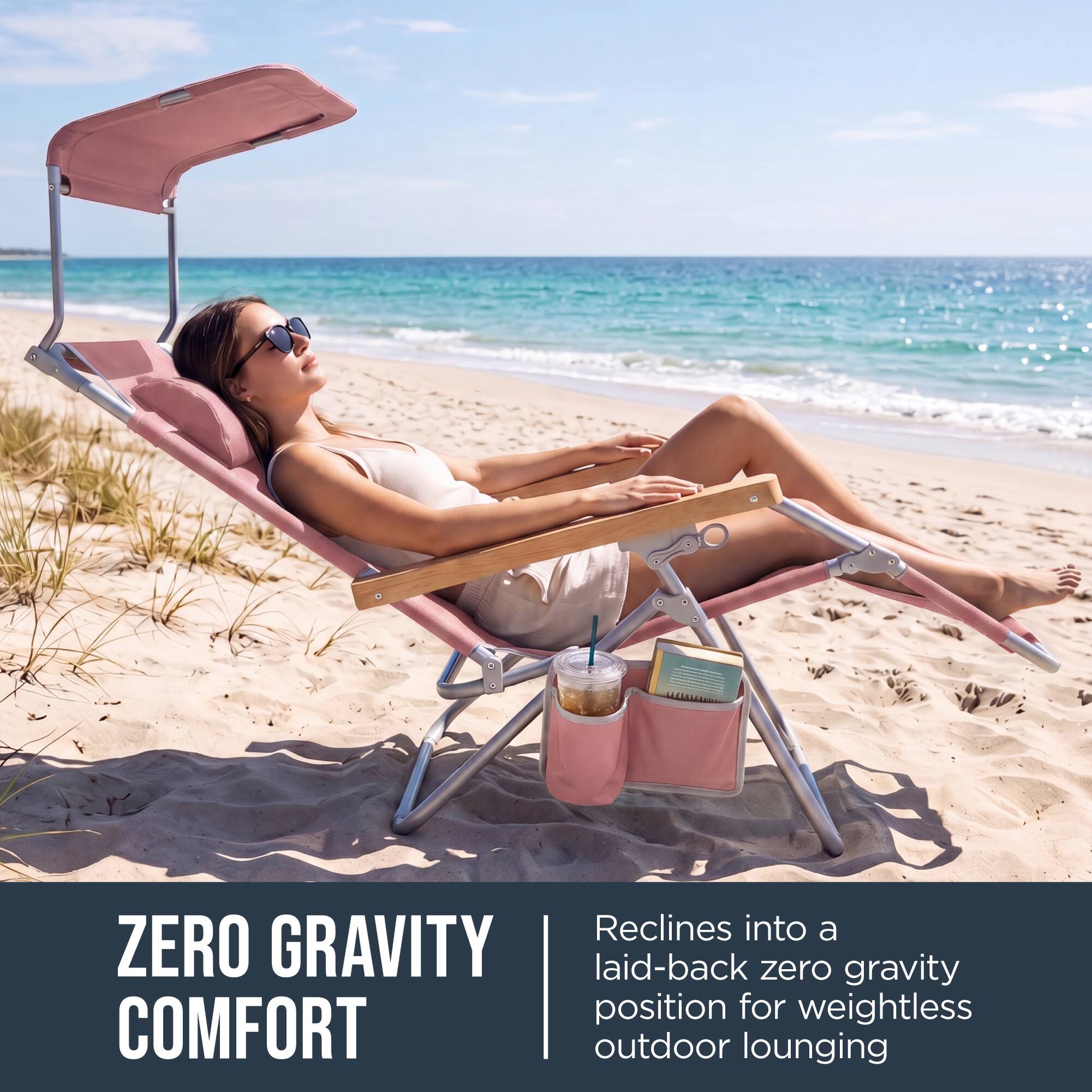 Reclines into a ZERO GRAVITY laid-back zero gravity position for weightless COMFORT outdoor lounging