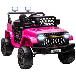 Qaba - 12V Ride On Truck, Battery Kids Electric Car with 4 Suspension Wheels, Remote, 3 Speeds, LED Lights, Horn, USB Music