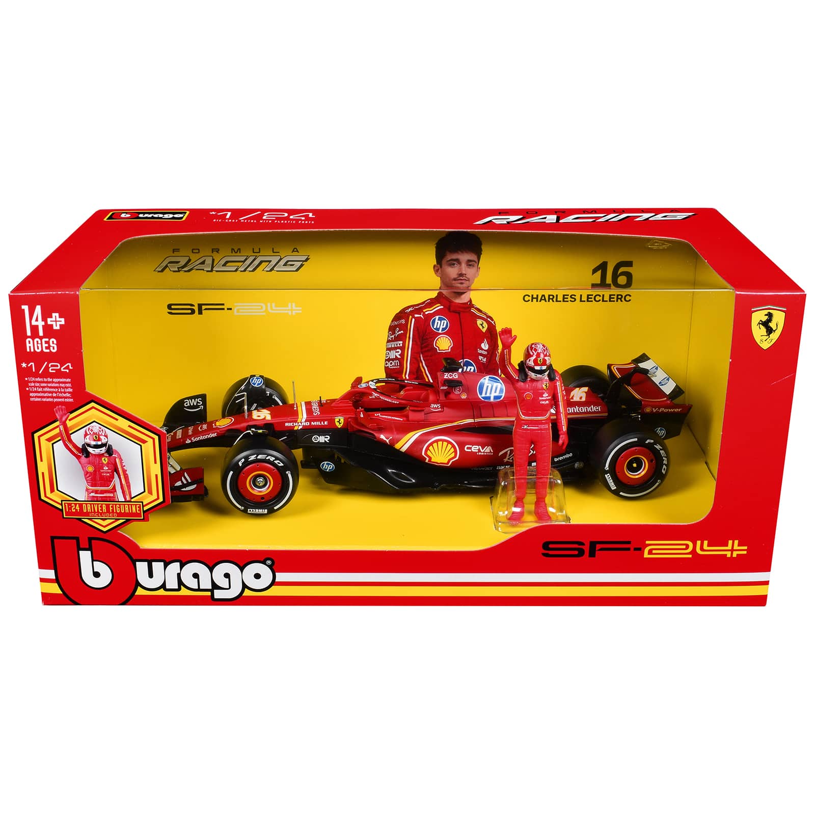 "Ferrari SF-24 #16 F1 World Championship (2024) with Driver Figure ""Formula Racing"" 1/24 Diecast Model Car by Bburago" price history on PriceWatchPro