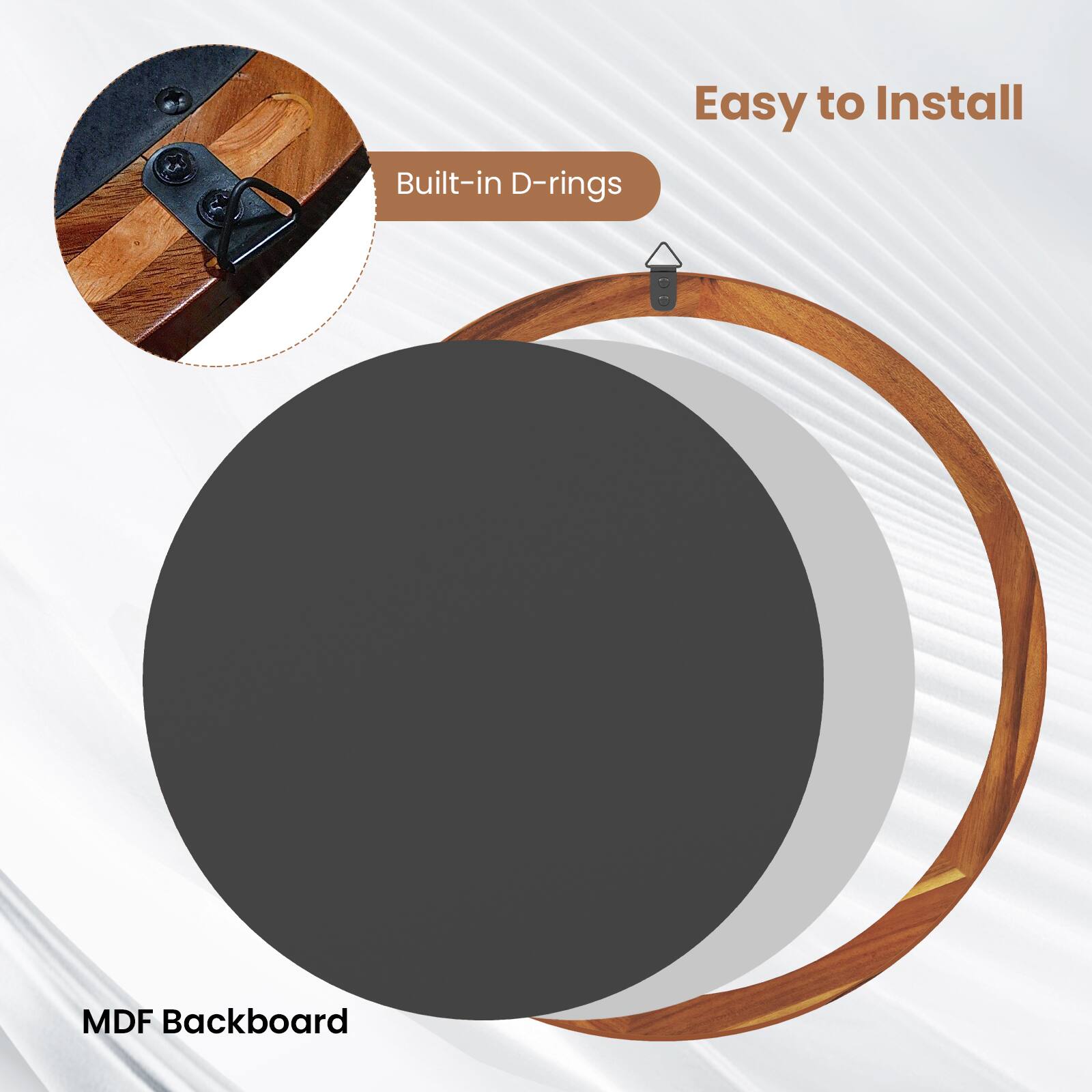 - Built-in D-rings
- Easy to Install
- MDF Backboard