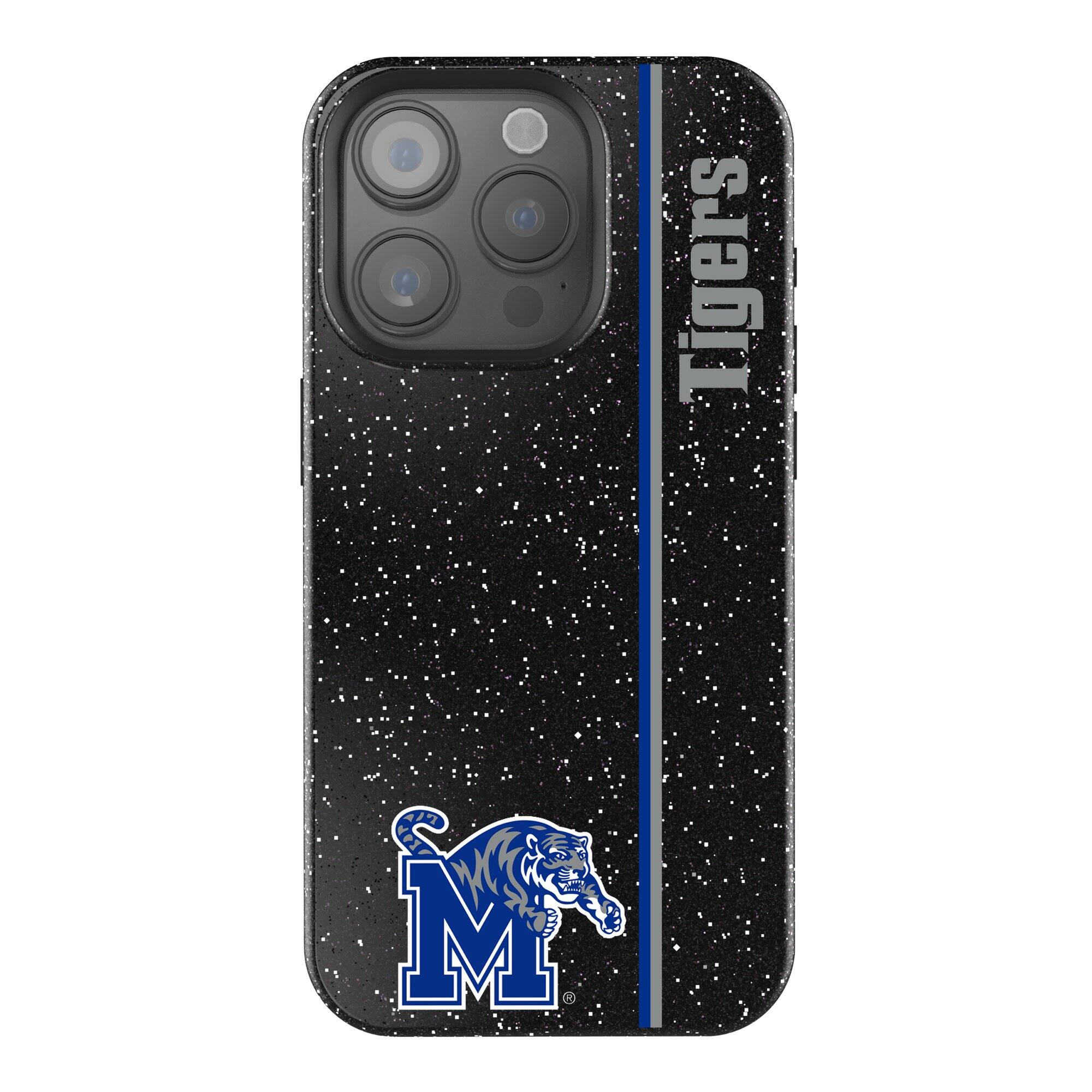 Front. Keyscaper - Memphis Tigers iPhone Bling Case - 16 Pro Max - Black.