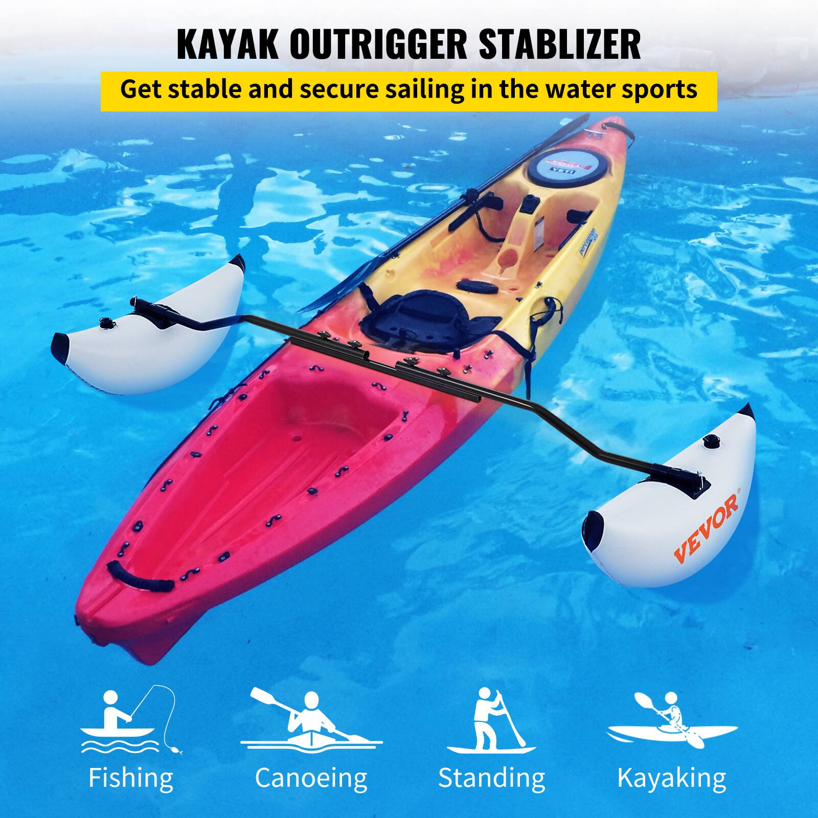 KAYAK OUTRIGGER STABILIZER  
Get stable and secure sailing in the water sports  

Fishing  
Canoeing  
Standing  
Kayaking