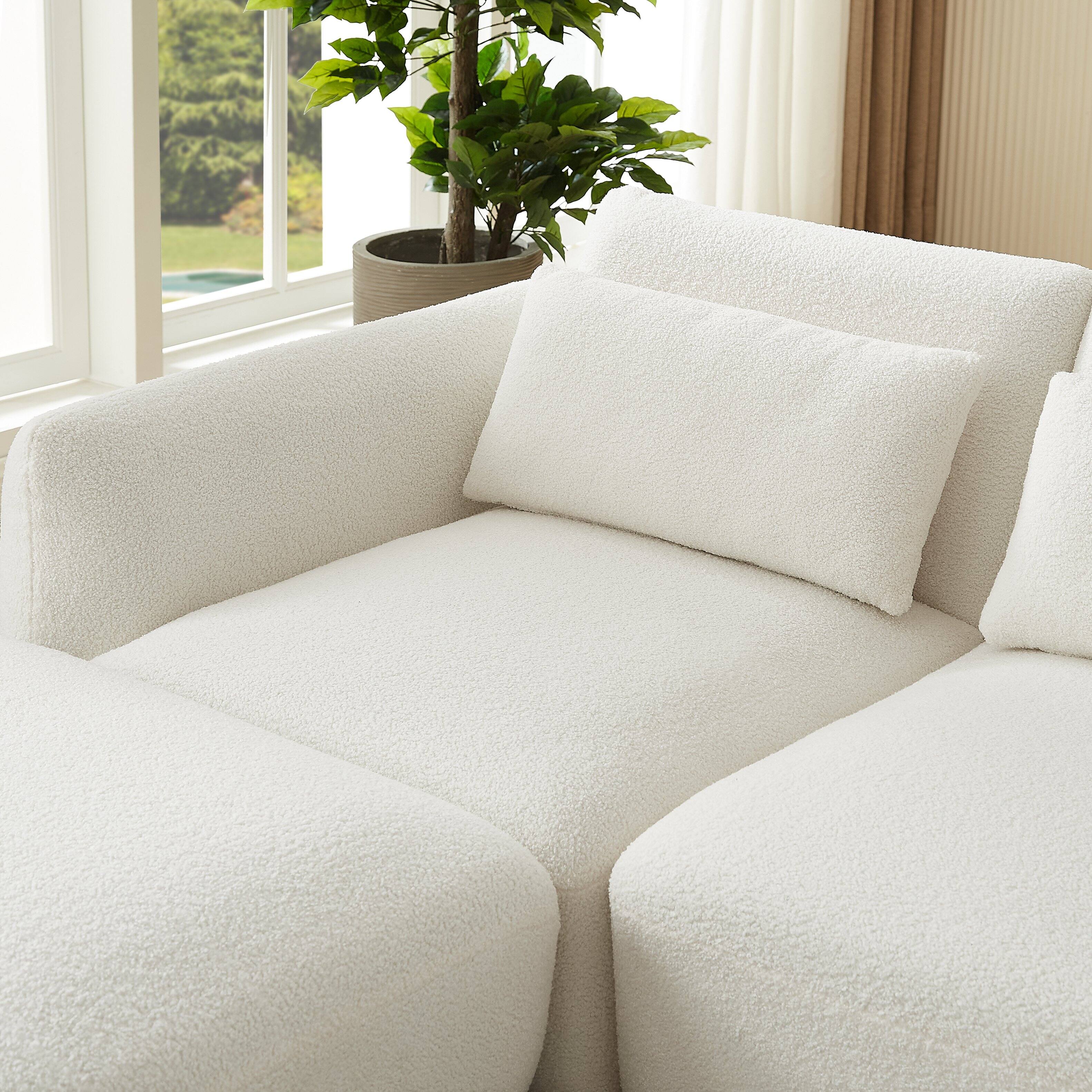 Back. Electra Tech Xpress - FREEHOMAE-Modular L Shaped Couch with Removable Ottoman - WHITE.
