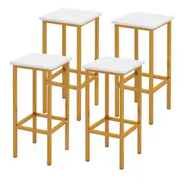 Pefilos - 26" Set of 4 Bar Stool Set Bar Chair with Stainless Steel Legs and Footrest, Modern Kitchen Dining Chair Metal - White