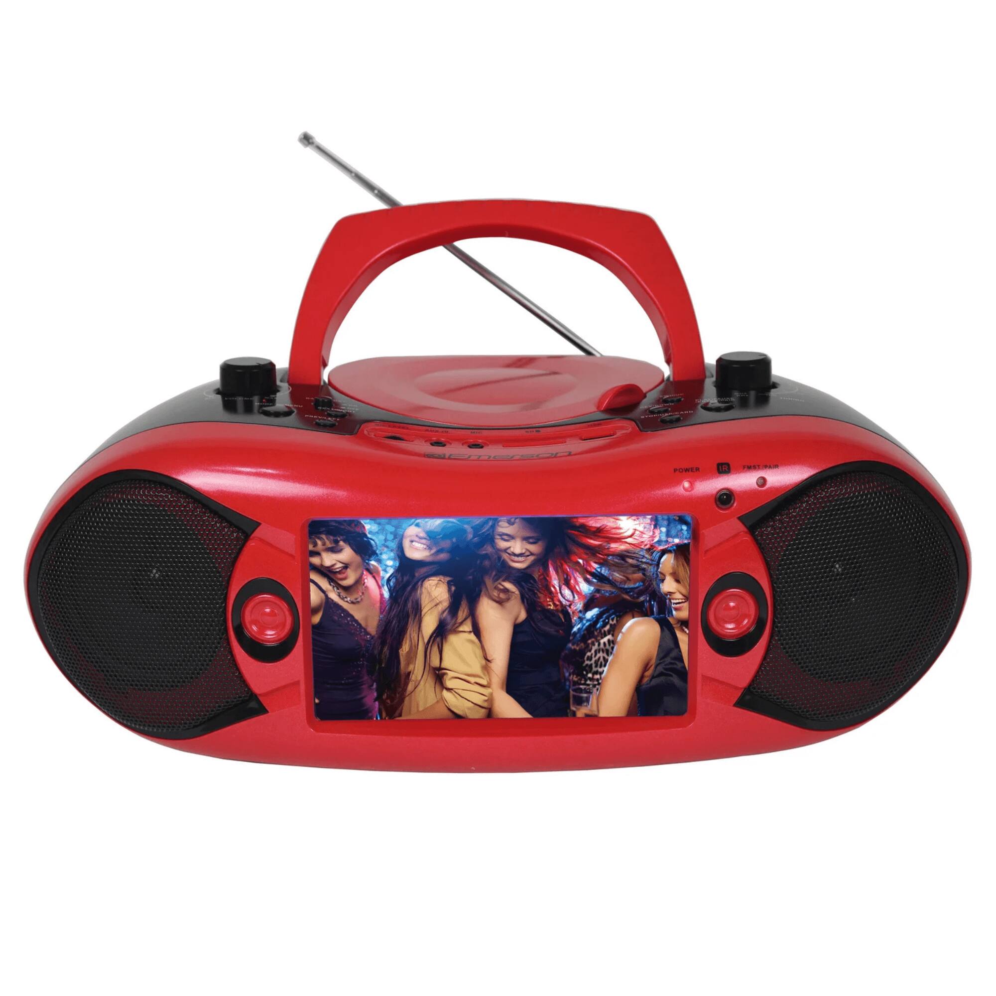 Emerson - 7" Bluetooth DVD Boombox with AMFM Radio & Digital TV - Red