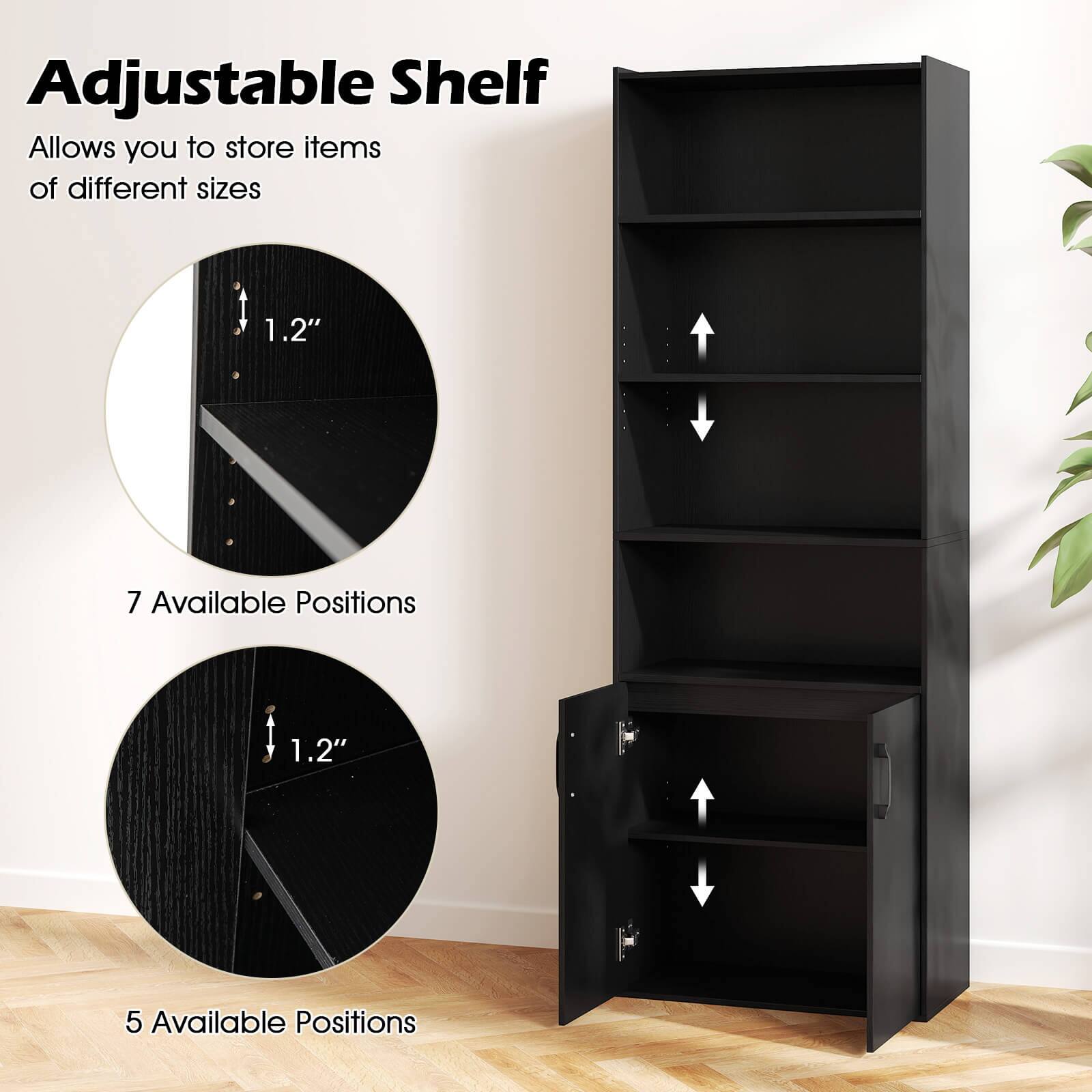 Adjustable Shelf Allows you to store items of different sizes. 1.2" 7 Available Positions. 1.2" 5 Available Positions.