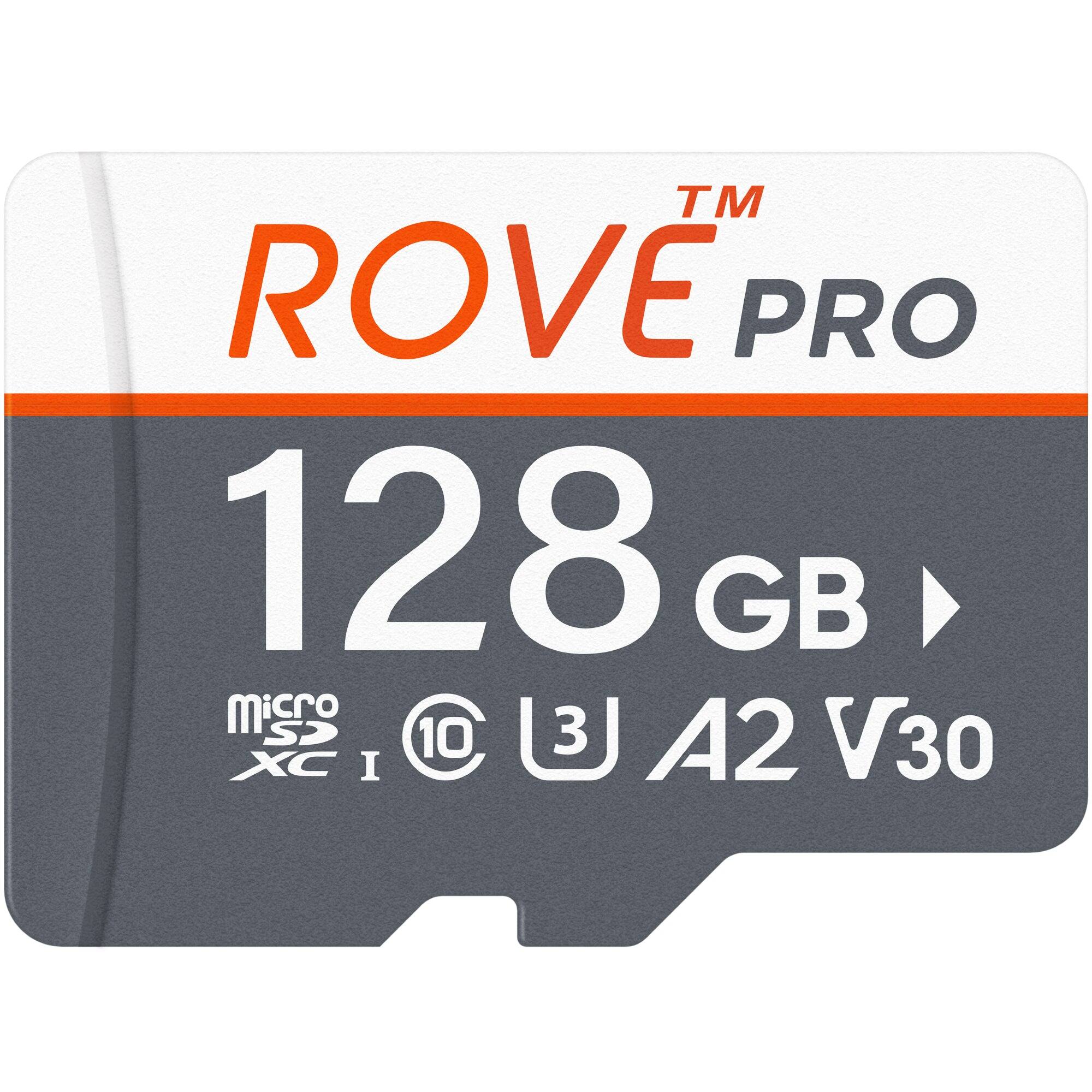 ROVE - PRO microSDXC Memory Card with Adapter, 100MB/s Read Speed, C10, U3, V30, A2, 4K for Dash Cam, Android, Tablets & Games