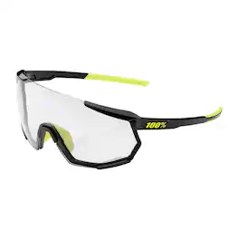 100% - 100 Percent Racetrap 3.0 Gloss Black Sport Sunglasses with Photochromic Lens - Black/Clear