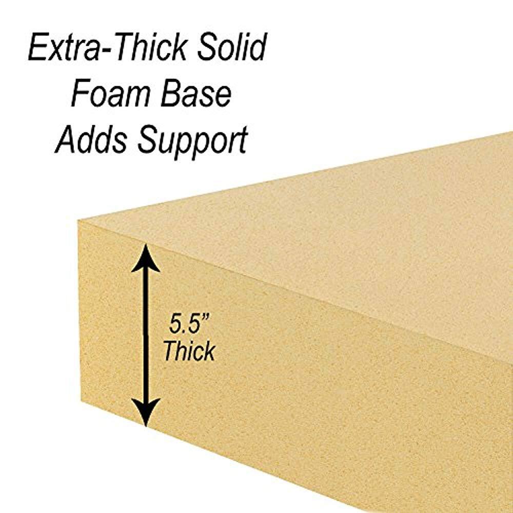 Extra-Thick Solid Foam Base Adds Support  
5.5" Thick