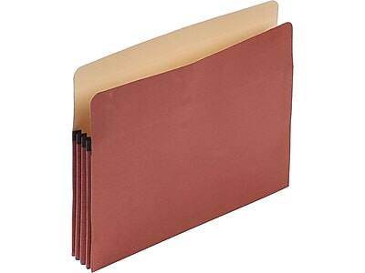 Front. Pendaflex -  100% Recycled Heavy Duty Reinforced File Pocket, 3 1/2" Expansion, Letter Size, Red Fiber  - Red.