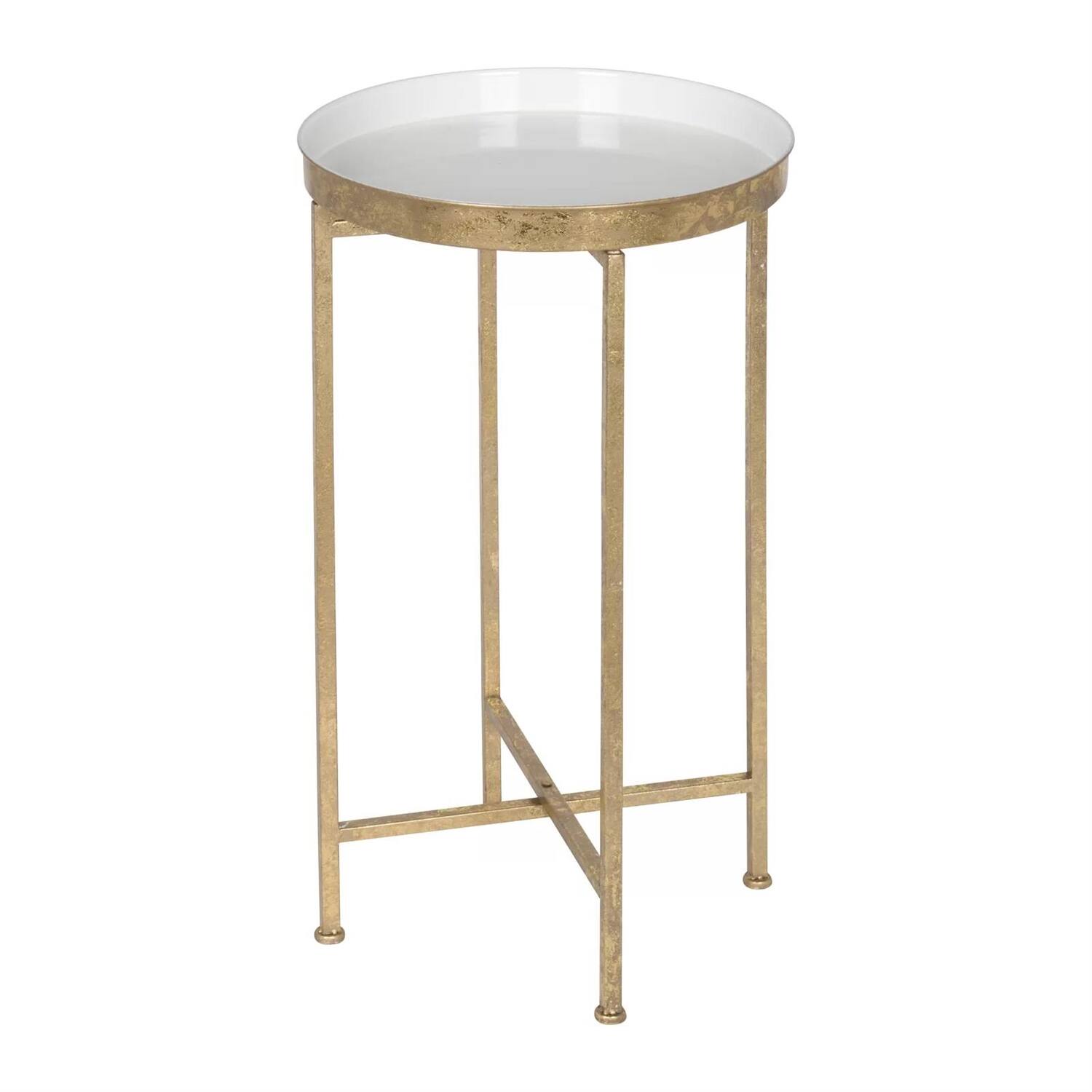 Angle. Hivvago - Hivvago Metal Round Nightstand End Table with Removable Tray Top - Gold.