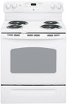 Front Standard. GE - 30" Self-Cleaning Freestanding Electric Range - White-on-White.