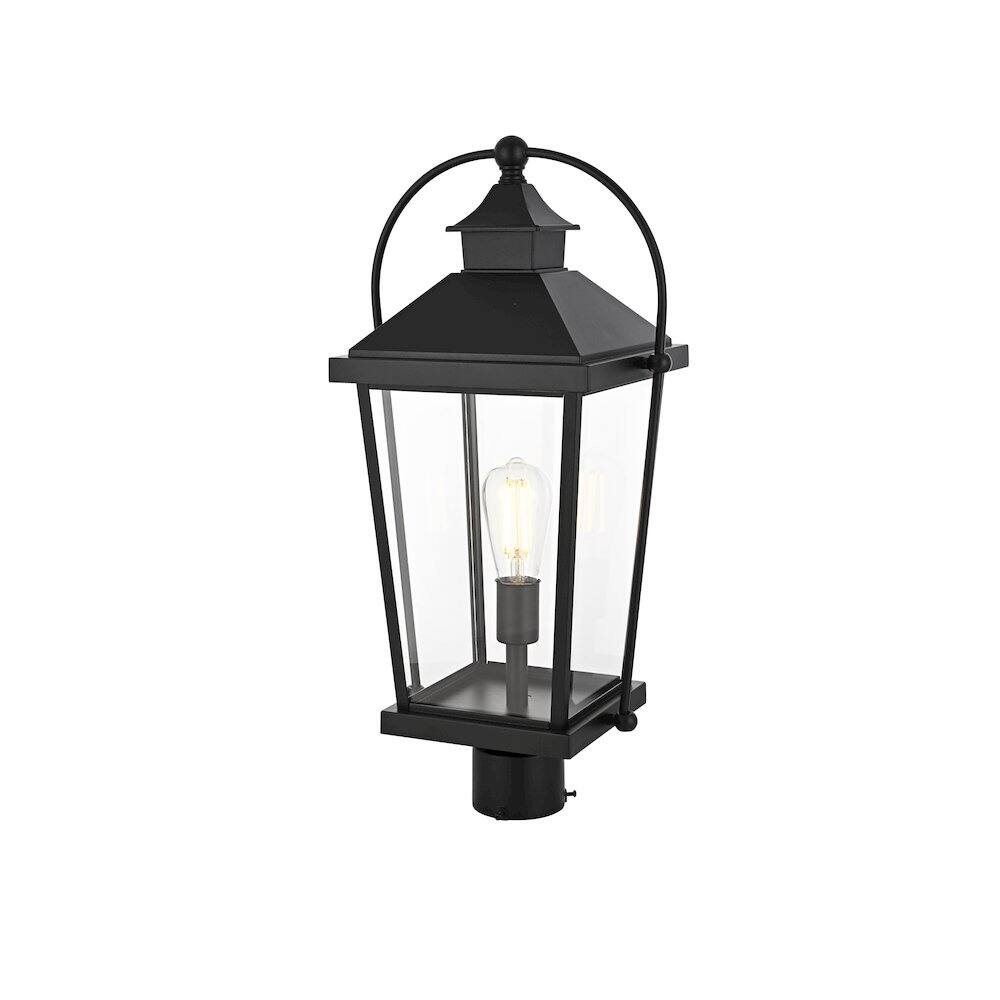Angle. Elegant Lighting - Luz 23 inch Outdoor Post light in Black - Black And Clear.
