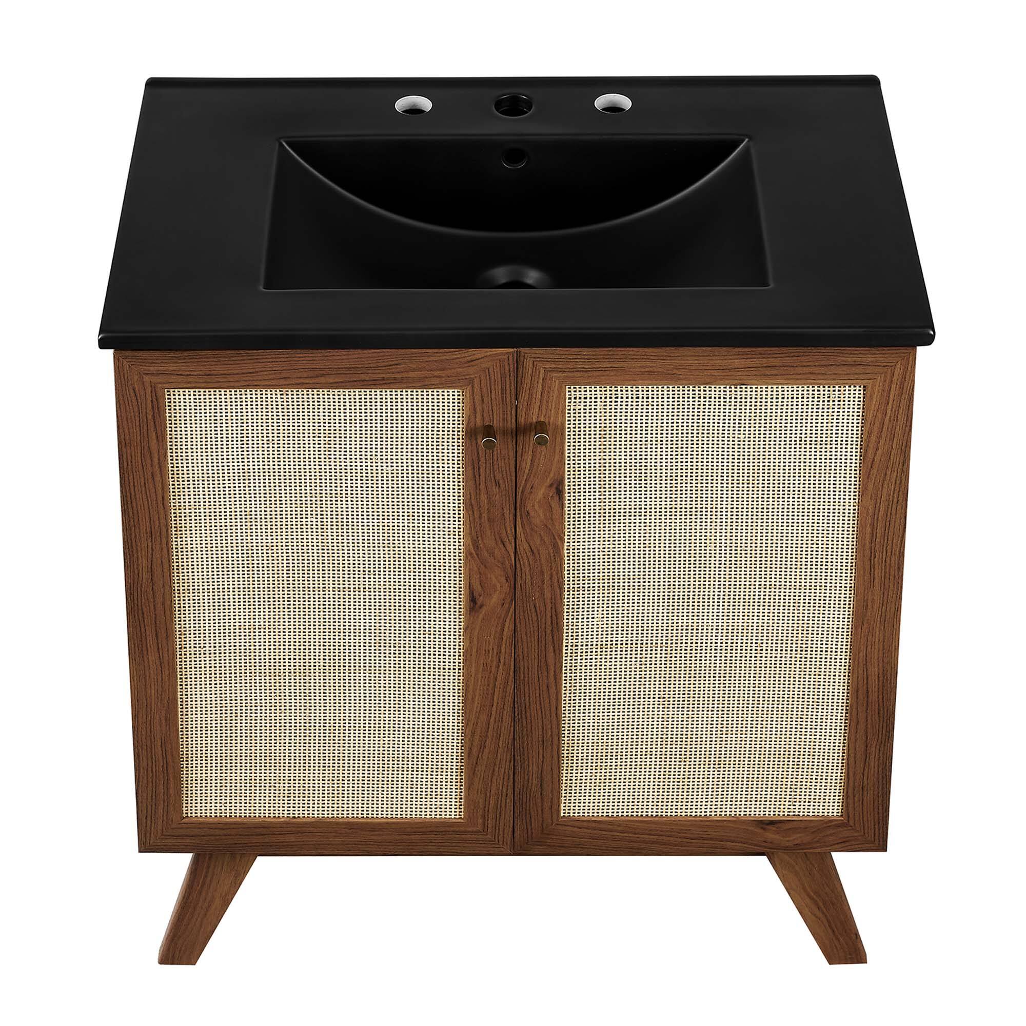 Alt View 4. Modway - Soma Bathroom Vanity with Black Basin Included by Modway - Walnut Black.