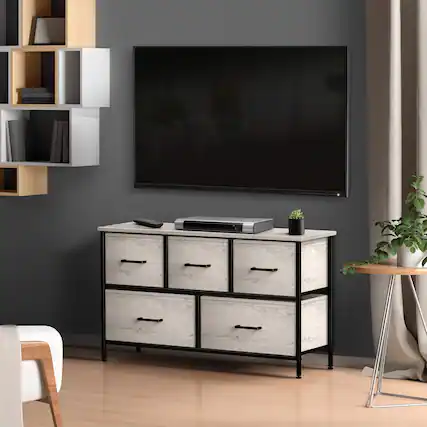 Front. Sorbus - Sorbus TV Stand Dresser with 5 Drawers - Television Riser Chest with Storage - Fits Most TVs, Bedroom, Living Room - Rustic beige.