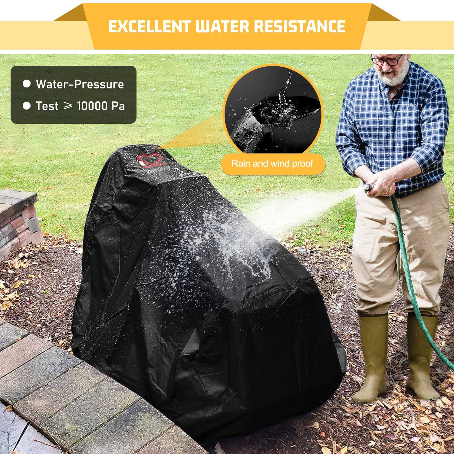 EXCELLENT WATER RESISTANCE

- Water-Pressure Test ≥ 10000 Pa
- Rain and wind proof