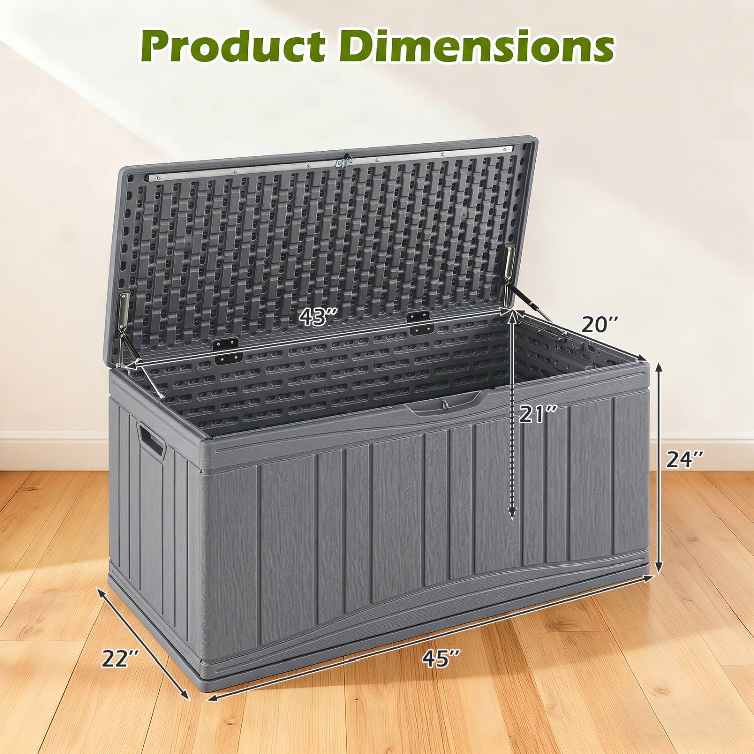 WELLFOR 80 Gallon Outdoor Deck Box with Lockable Lid for Garden